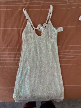 free people night shimmers mini dress white New Free People Night Shimmers Mini Dress size 0 MSRP: $108